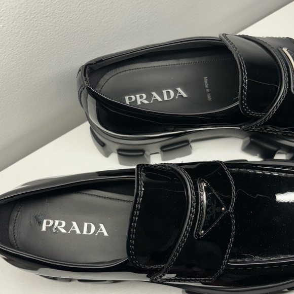 Prada Men’s Monolith Patent Leather Loafers - Picture 3 of 7